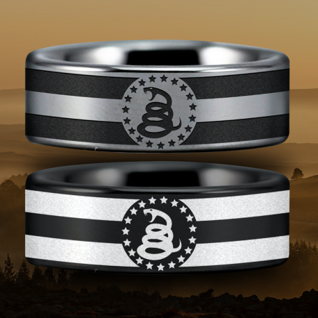 Don't Tread On Me Custom Personalize Laser Engrave Tungsten Wedding Band Ring