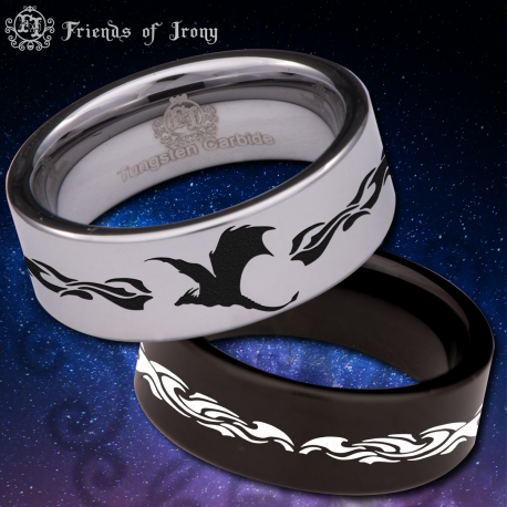 Flying Dragon Custom Personalize Laser Engrave Tungsten Wedding Band Ring