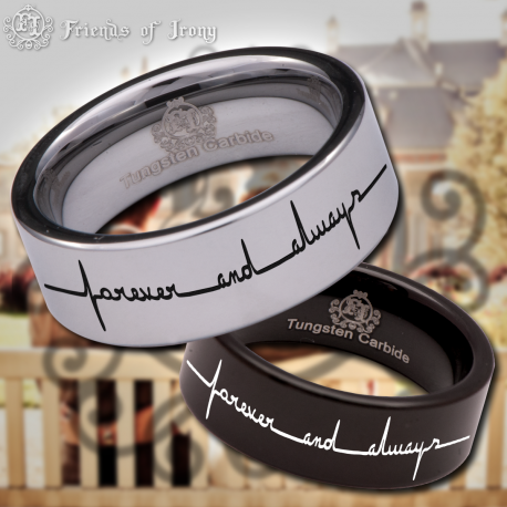 Forever and Always Custom Personalize Laser Engrave Tungsten Wedding Band Ring