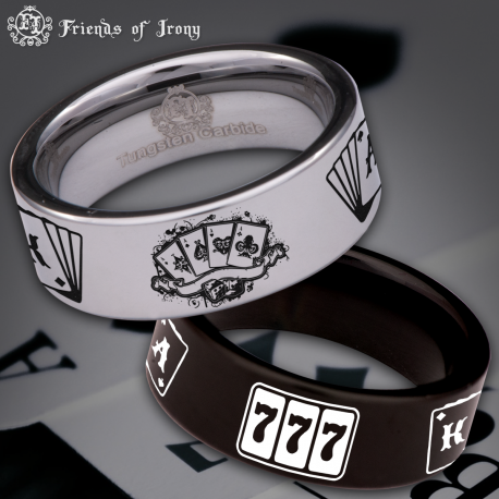 Gamblers Custom Personalize Laser Engrave Tungsten Wedding Band Ring