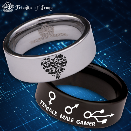 Gamer Custom Personalize Laser Engrave Tungsten Wedding Band Ring