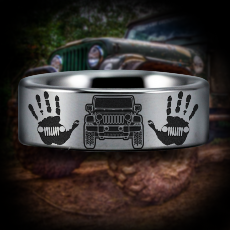 Jeepaholic's Jeep Custom Personalize Laser Engrave Tungsten Wedding Band Ring