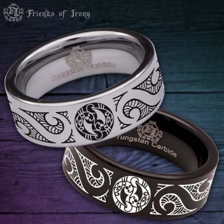 Maori Custom Personalize Laser Engrave Tungsten Wedding Band Ring