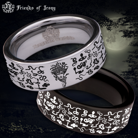 Medusa Custom Personalize Laser Engrave Tungsten Wedding Band Ring