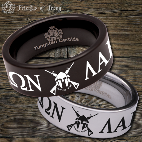 Molon Labe Spartan 2nd Amendment 2A Custom Personalize Laser Engrave Tungsten Wedding Band Ring