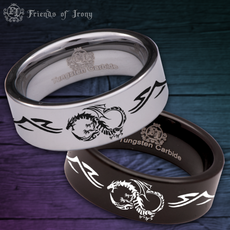 Dragon Infinity Custom Personalize Laser Engrave Tungsten Wedding Band Ring