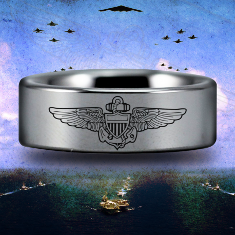 Naval Aviator Custom Personalize Laser Engrave Tungsten Wedding Band Ring