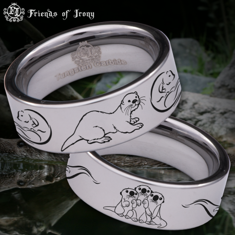 Otter Custom Personalize Laser Engrave Tungsten Wedding Band Ring