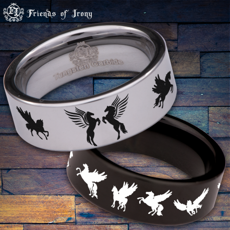 Pegasus Custom Personalize Laser Engrave Tungsten Wedding Band Ring
