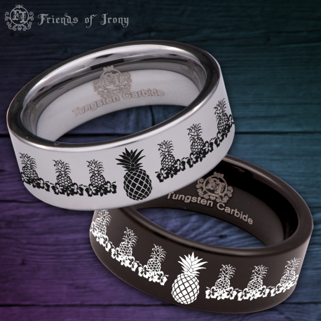 Pineapple Custom Personalize Laser Engrave Tungsten Wedding Band Ring