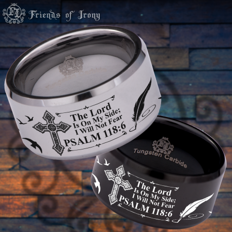 Psalm 118:6 12mm Custom Personalize Laser Engrave Tungsten Wedding Band Ring