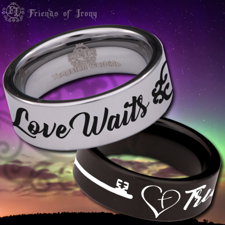 True Love Waits Purity Custom Personalize Laser Engrave Tungsten Wedding Band Ring