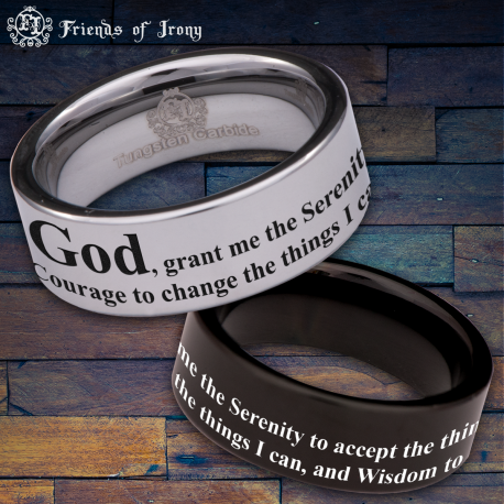 Serenity Prayer Custom Personalize Laser Engrave Tungsten Wedding Band Ring