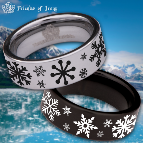 Snowflake Custom Personalize Laser Engrave Tungsten Wedding Band Ring