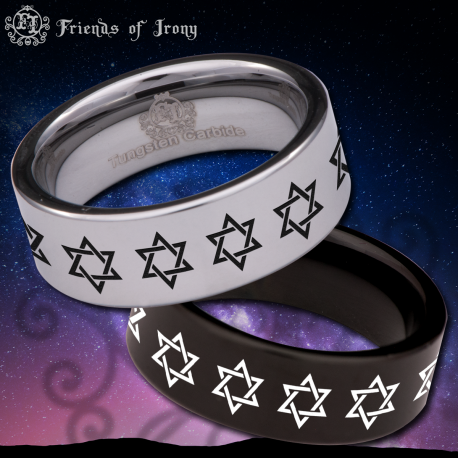 Star of David Custom Personalize Laser Engrave Tungsten Wedding Band Ring