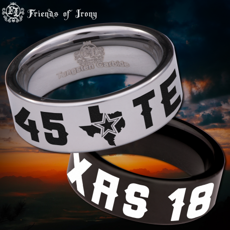 Texas Custom Personalize Laser Engrave Tungsten Wedding Band Ring