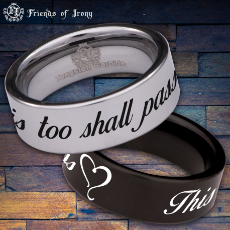 This Too Shall Pass Custom Personalize Laser Engrave Tungsten Wedding Band Ring