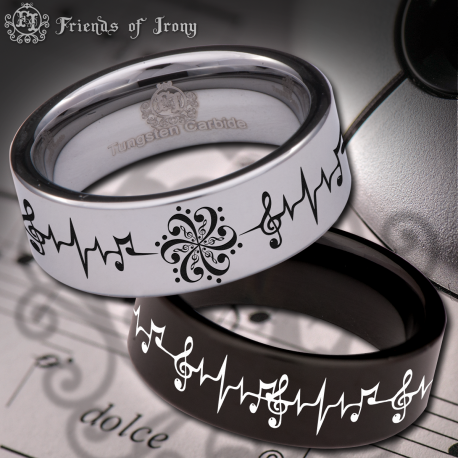 Treble Clef Custom Personalize Laser Engrave Tungsten Wedding Band Ring
