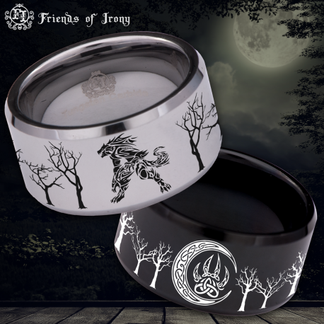 Tribal Werewolf 12mm Custom Personalize Laser Engrave Tungsten Wedding Band Ring