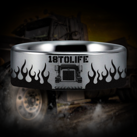 18 to Life Trucker Style 2 Custom Personalize Laser Engrave Tungsten Wedding Band Ring