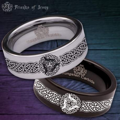 Viking Wolf Custom Personalize Laser Engrave Tungsten Wedding Band Ring