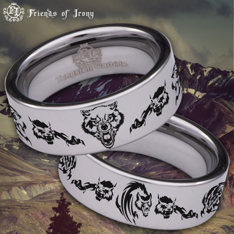 Werewolf Custom Personalize Laser Engrave Tungsten Wedding Band Ring