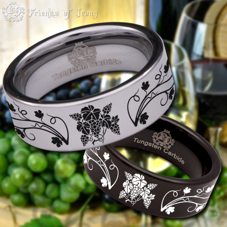Wine Lover Custom Personalize Laser Engrave Tungsten Wedding Band Ring