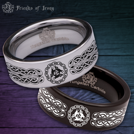 Triple Hare Celtic Custom Personalize Laser Engrave Tungsten Wedding Band Ring