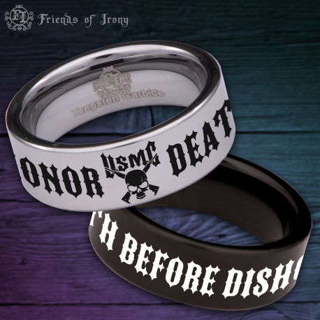 USMC Death Before Dishonor Custom Personalize Laser Engrave Tungsten Wedding Band Ring