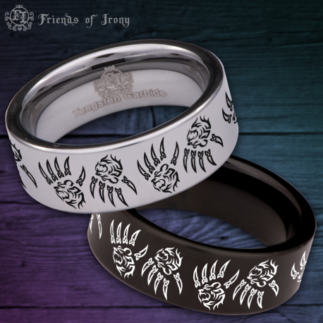 Viking Bear Custom Personalize Laser Engrave Tungsten Wedding Band Ring