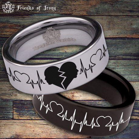 Broken Heart Custom Personalize Laser Engrave Tungsten Wedding Band Ring