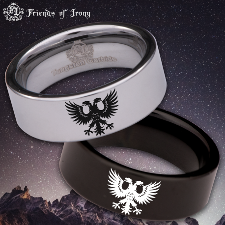 Soaring Double Eagle Custom Personalize Laser Engrave Tungsten Wedding Band Ring