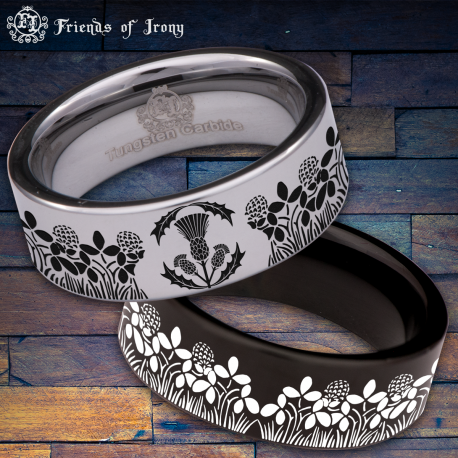 Thistle Custom Personalize Laser Engrave Tungsten Wedding Band Ring