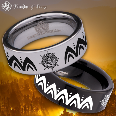 Aztec Sun Style 2 Custom Personalize Laser Engrave Tungsten Wedding Band Ring