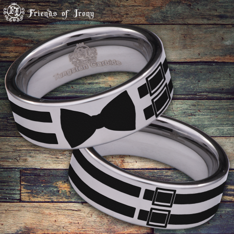 Bowtie Custom Personalize Laser Engrave Tungsten Wedding Band Ring