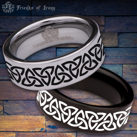 Celtic Chain Custom Personalize Laser Engrave Tungsten Wedding Band Ring