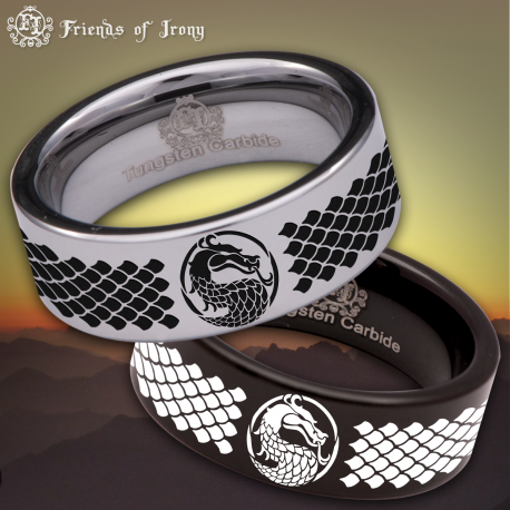 Dragon Scale Custom Personalize Laser Engrave Tungsten Wedding Band Ring