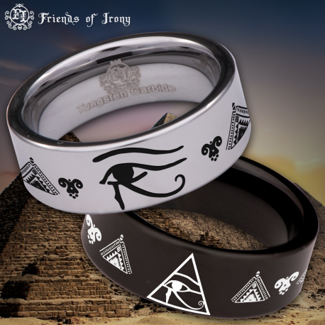 Eye of Horus Custom Personalize Laser Engrave Tungsten Wedding Band Ring