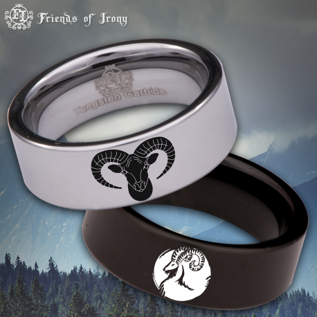 Goat Custom Personalize Laser Engrave Tungsten Wedding Band Ring