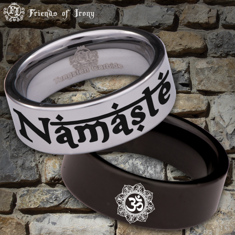 Namaste Custom Personalize Laser Engrave Tungsten Wedding Band Ring