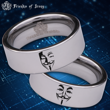 Vendetta Mask Custom Personalize Laser Engrave Tungsten Wedding Band Ring