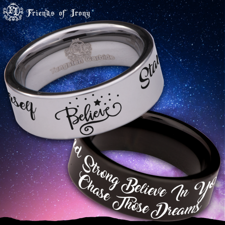Believe Custom Personalize Laser Engrave Tungsten Wedding Band Ring