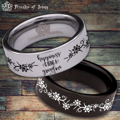 Grandma Custom Personalize Laser Engrave Tungsten Wedding Band Ring