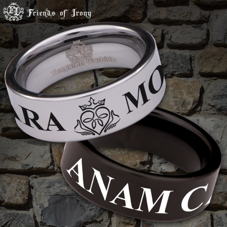 Mo Anam Cara Custom Personalize Laser Engrave Tungsten Wedding Band Ring