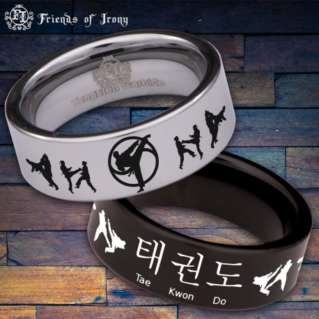 Taekwondo Custom Personalize Laser Engrave Tungsten Wedding Band Ring