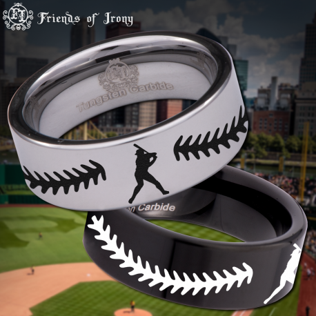 Baseball Custom Personalize Laser Engrave Tungsten Wedding Band Ring