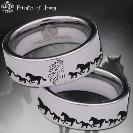 Horse Custom Personalize Laser Engrave Tungsten Wedding Band Ring