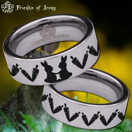 Rabbit Custom Personalize Laser Engrave Tungsten Wedding Band Ring