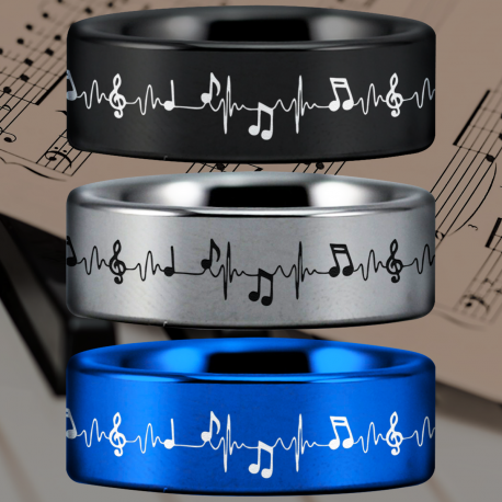 Music Lifeline Custom Personalize Laser Engrave Tungsten Wedding Band Ring