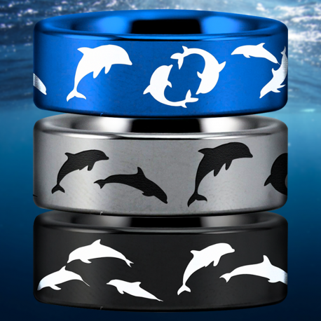 Dolphin Custom Personalize Laser Engrave Tungsten Wedding Band Ring
